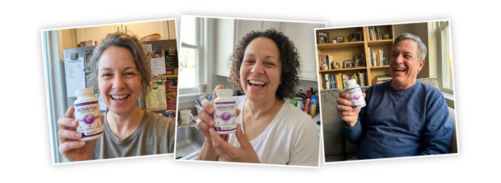 Photos of SodaTide customers holding their bottles